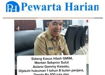 Hakim Vonis 1 Tahun 8 Bulan Penjara kepada Asiano Gammy Kawatu dalam Kasus Korupsi Hibah GMIM